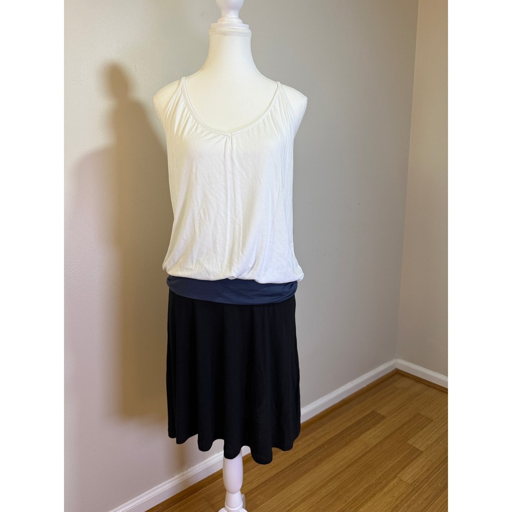 Lascana Colorblock Tank Dress Womens Medium White Navy Black Sleeveless Mini NWT